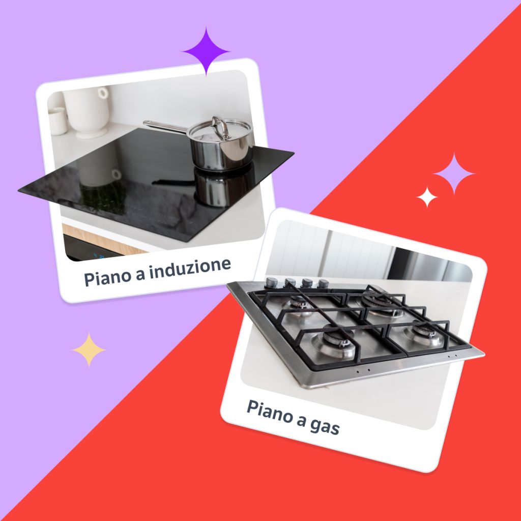 Immagine di fornello a induzione e fornello a gas